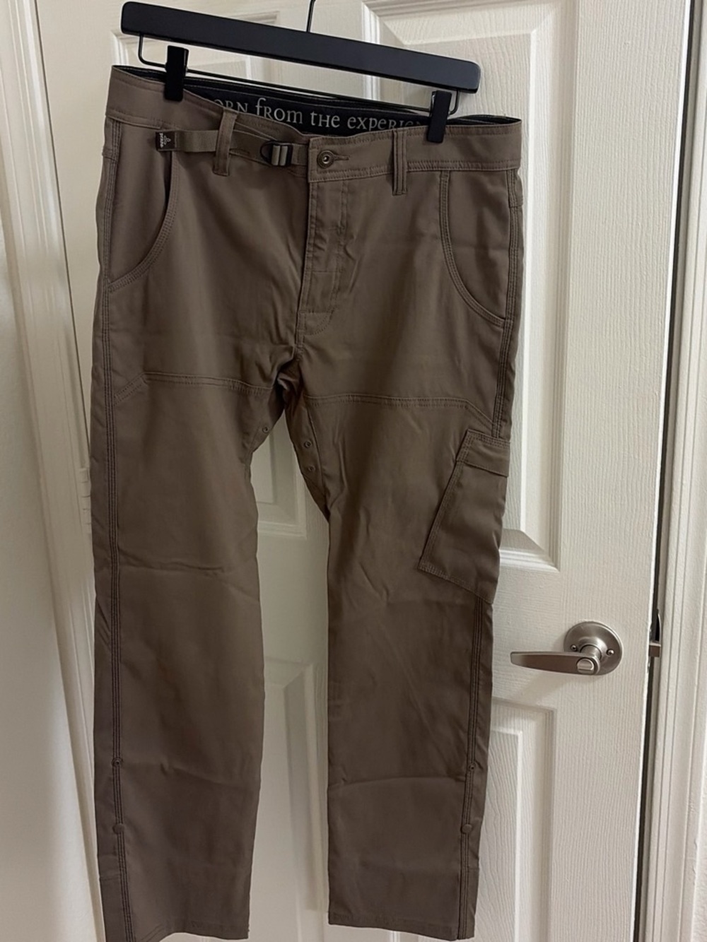 Prana Men's Olive-Taupe Cargo Pants with Integrated Belt